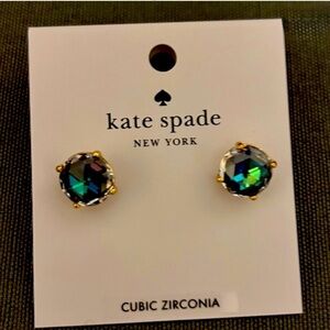 Kate Spade ♠️ New York Bright Ideas Iridescent Blue Gold Stud Earrings NWT